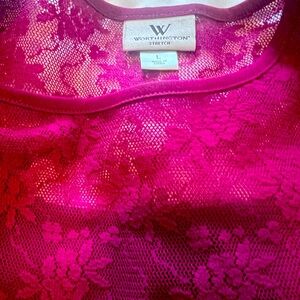 Fuchsia ruffle, sleeved top